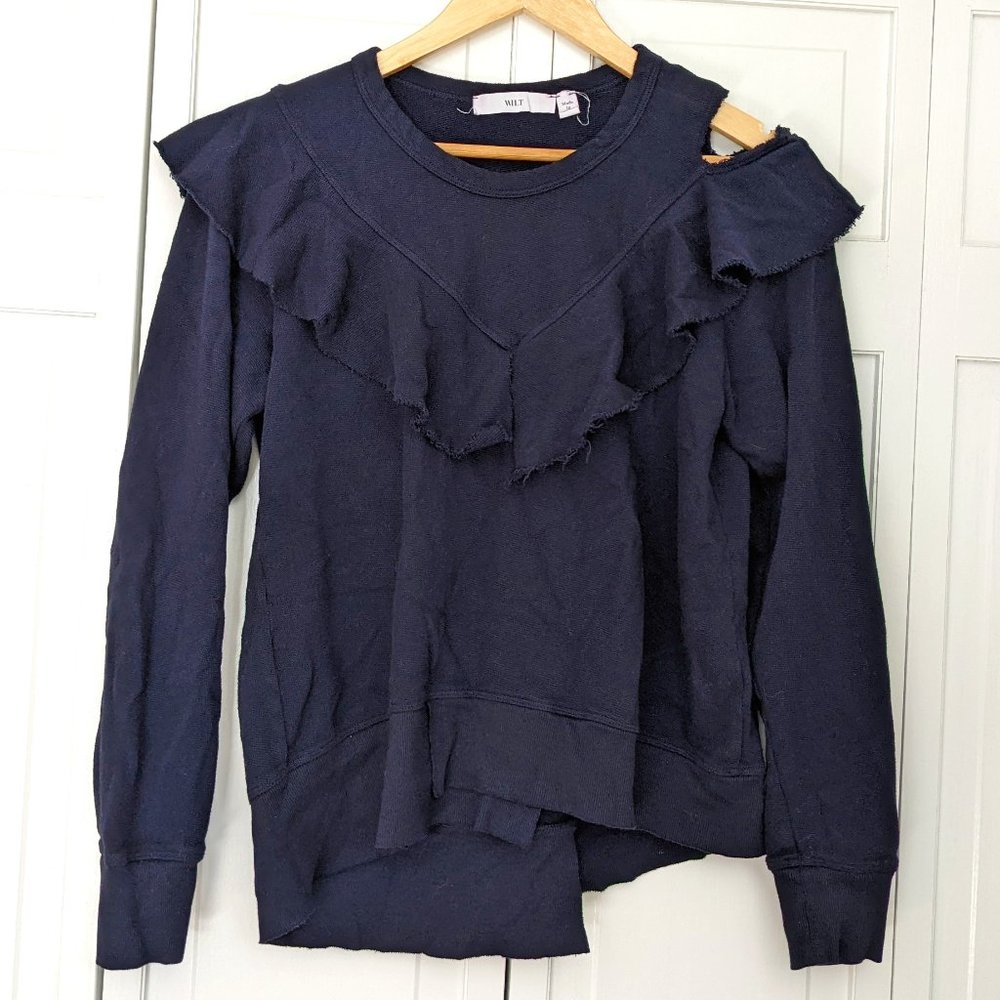 Wilt Navy Sweatshirt with Ruffles, Size S
